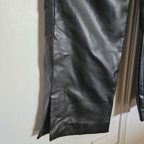 Oak + Fort black faux leather side slit pants - Picture 5 of 9